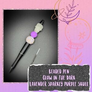 Glow In The Dark Skull Silicone Beaded Pen With Ink Refill